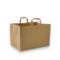 Kraft paper bag with flat handles for food to go & delivery