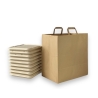 Kraft paper bag with flat handles for food to go & delivery