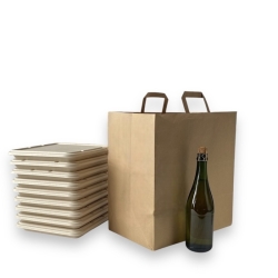 Kraft paper bag with flat handles for food to go & delivery