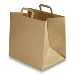 Kraft paper bag with flat handles for food to go & delivery