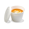 Soupe cup with lid, made in bagasse. 350ml and 475ml content