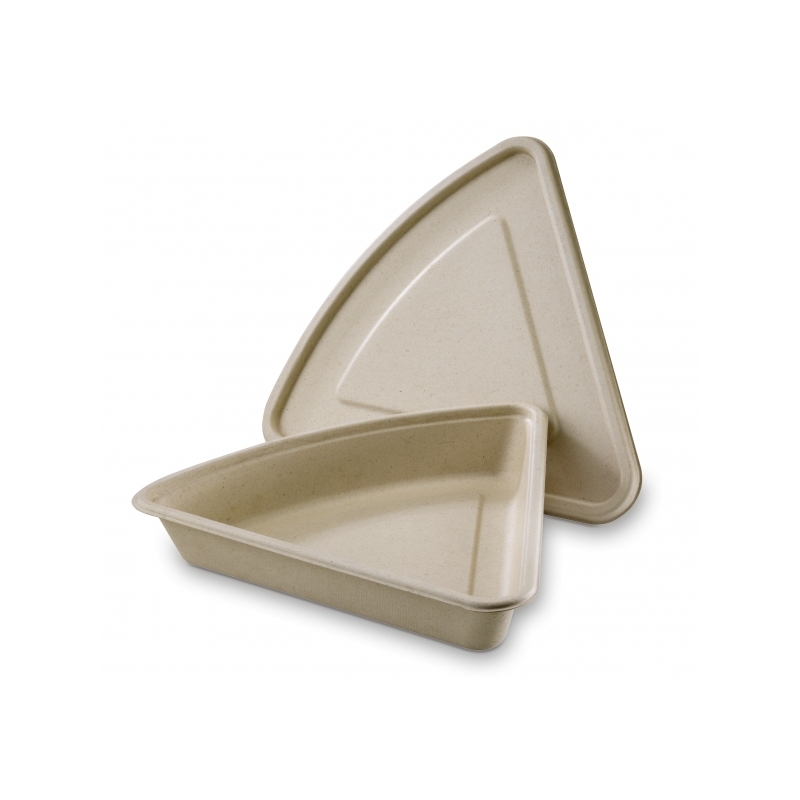 Crêpe Packaging in bagasse, generous triangular shape & lid