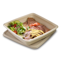 Packaging for Galettes and Crêpes, made in bagasse, with lid