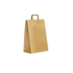 Kraft paper bag with flat handles for food to go & delivery