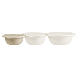 Disposable Salad Bowl in bagasse & lid available in 5 sizes