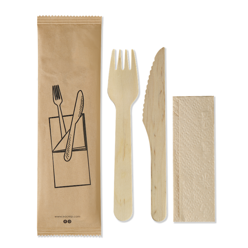 Wooden cutlery essential set