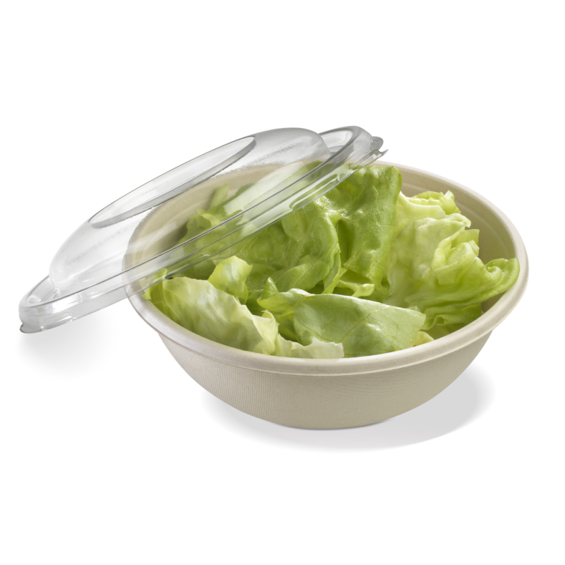 Disposable Salad Bowl in bagasse & lid available in 5 sizes