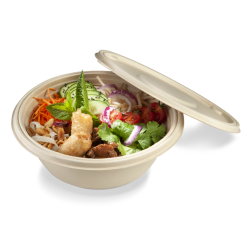 Disposable Salad Bowl in bagasse & lid available in 5 sizes