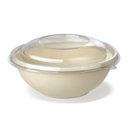 Disposable Salad Bowl in bagasse & lid available in 5 sizes