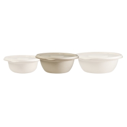 Disposable Salad Bowl in bagasse & lid available in 5 sizes