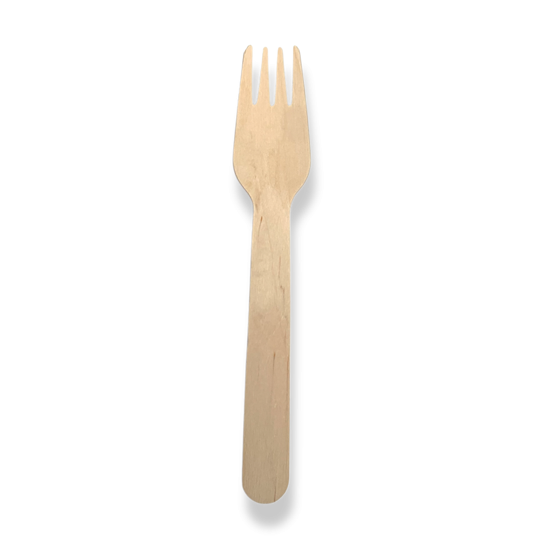 Disposable wooden forks - box of 100 units