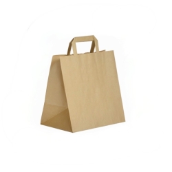 Kraft paper bag with flat handles for food to go & delivery