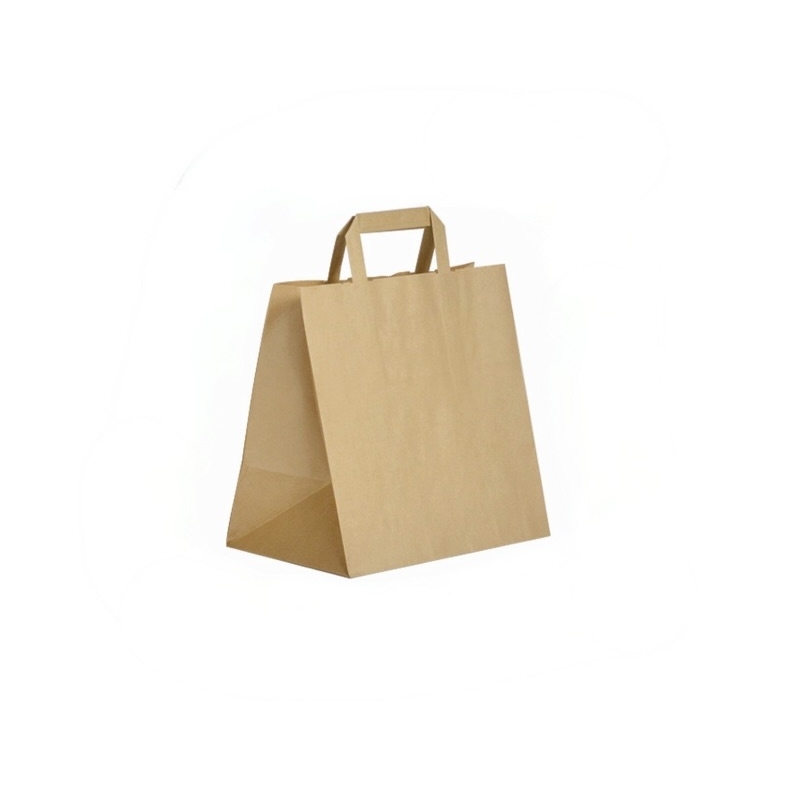 Kraft paper bag with flat handles for food to go & delivery