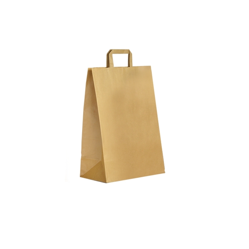 Kraft paper bag with flat handles for food to go & delivery